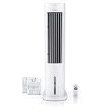 Brandson - Turmventilator mit Wasserkühlung - Preisträger 2024 - mobiler Luftkühler ohne Abluftschlauch - Luftbefeuchter Ventilator Standventilator - leise - Verdunstungskühler - 5L Wassertank