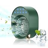 Luftkühler mit Verdunstungskühlung, Mini Klimaanlage Akku Portable, Mini Ventilator USB 4 in 1, Mobile Klimagerät ohne Abluftschlauch Leise Klimaanlage Mobil Klimagerät Conditioner Air Purifier (Grün)