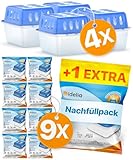 Idelia® 4x Luftentfeuchter + 9 Nachfüllpacks - Raumentfeuchter Luftentfeuchter für Küche, Bad & Wohnzimmer bis 40m² + 9x 400g Luftentfeuchter Granulat (4x Luftentfeuchter + 9x Nachfüllpacks)